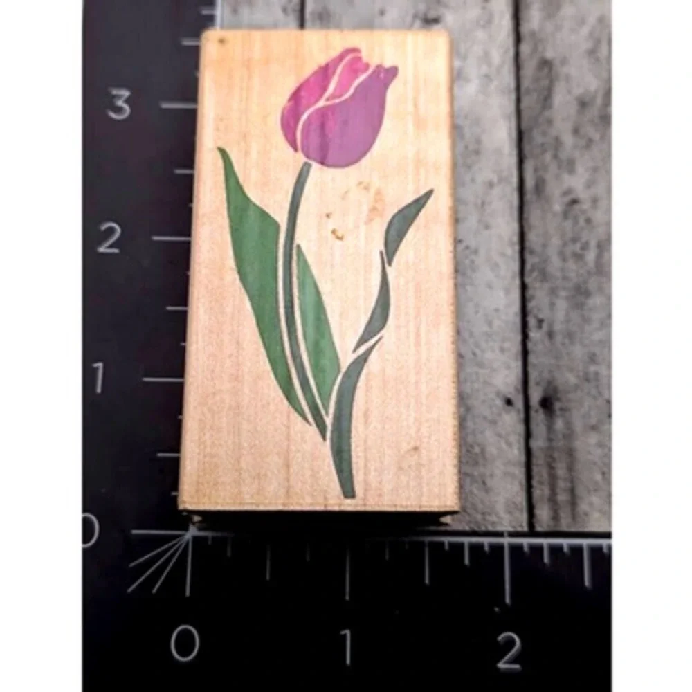 All Night Media Truly Tulip Flower Rubber Stamp Wood #i54